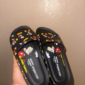 Mini Melissa Kids Mickey Mouse Black and Red Slippers